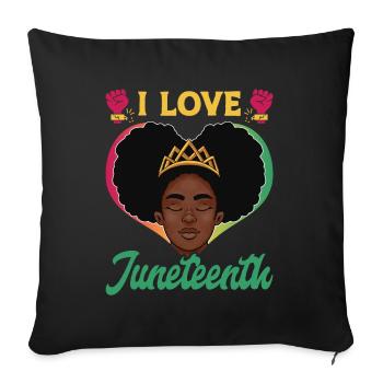 J’adore le Juneteenth Black African American - Housse de coussin décorative 45 x 45 cm - noir - Devant