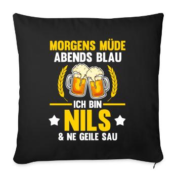 Nils - Sofakissenbezug 45 x 45 cm - Schwarz - Vorne