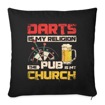 Les fléchettes sont ma religion, le pub est mon église - Housse de coussin décorative 45 x 45 cm - noir - Devant