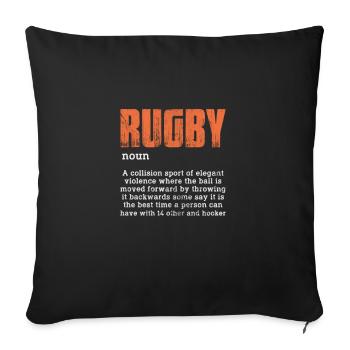 Rugby Club Rugbyteam Football Sport Cadeau - Housse de coussin décorative 45 x 45 cm - noir - Devant
