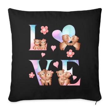 BEARY AMOUREUX - Housse de coussin décorative 45 x 45 cm - noir - Devant