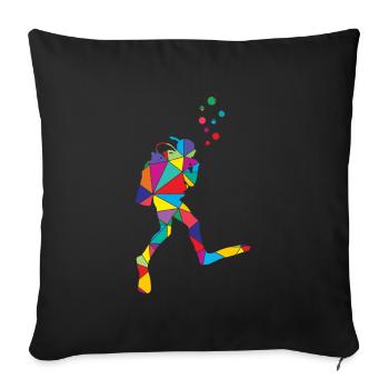 Low Poly Diving Polygon Diving - Sofa pillowcase 17,3'' x 17,3'' (45 x 45 cm) - black - Front