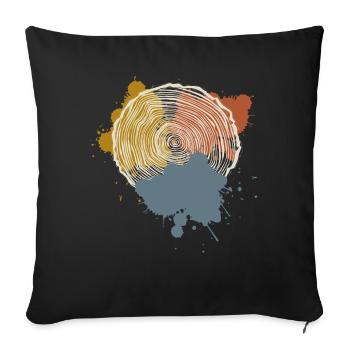 Bois Disque d’arbre Charpentier Bûcheron - Housse de coussin décorative 45 x 45 cm - noir - Devant