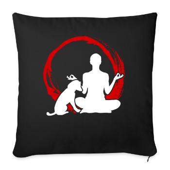 Chiens de méditation de chien de yoga - Housse de coussin décorative 45 x 45 cm - noir - Devant