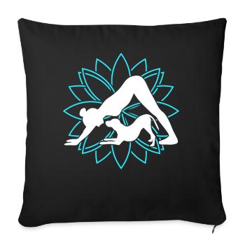 Yoga Chien Méditation Chien Fleur de Lotus - Housse de coussin décorative 45 x 45 cm - noir - Devant