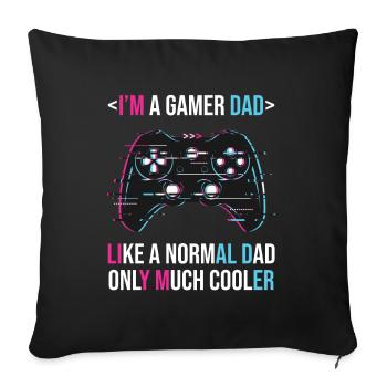Je suis un papa joueur comme un normal - Housse de coussin décorative 45 x 45 cm - noir - Devant