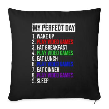 My perfect day Fun daily routine - Sofa pillowcase 17,3'' x 17,3'' (45 x 45 cm) - black - Front