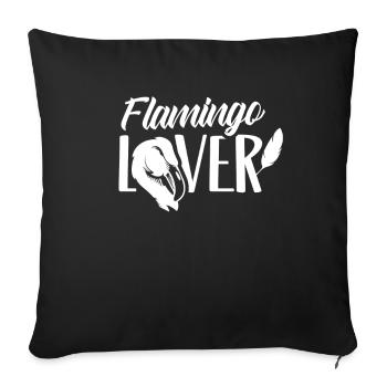 Flamants roses amoureux flamants roses animaux mignons dictons - Housse de coussin décorative 45 x 45 cm - noir - Devant