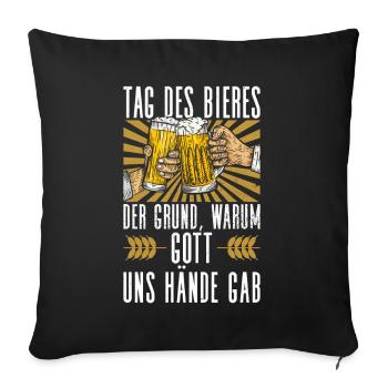 Journée de la bière Drôle Journée de la bière Amateurs de bière - Housse de coussin décorative 45 x 45 cm - noir - Devant