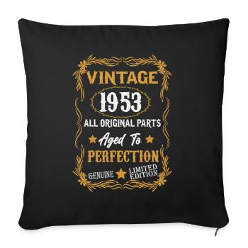 1953 vintage vintage cadeau d’anniversaire rétro - Housse de coussin décorative 45 x 45 cm - noir - Devant