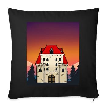 Château Château Moyen Age Personnage de conte de fées - Housse de coussin décorative 45 x 45 cm - noir - Devant