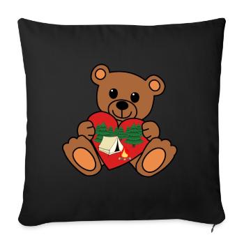 Teddy Camper Tente Tente Nature Vacances En Plein Air - Housse de coussin décorative 45 x 45 cm - noir - Devant