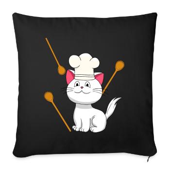 Cat Chef Chef's Hat Birthday Gift Cooking - Sofa pillowcase 17,3'' x 17,3'' (45 x 45 cm) - black - Front