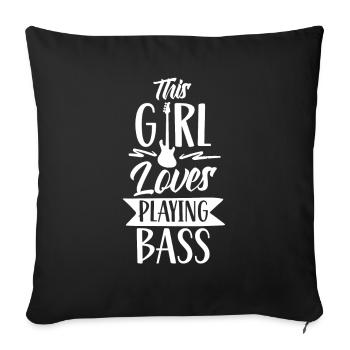 Cette fille adore jouer du bassiste - Housse de coussin décorative 45 x 45 cm - noir - Devant