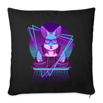Vaporwave Rabbit DJ Desk Rabbit - Housse de coussin décorative 45 x 45 cm - noir - Devant