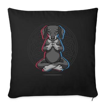 Yoga teckel chiens yoga - Housse de coussin décorative 45 x 45 cm - noir - Devant