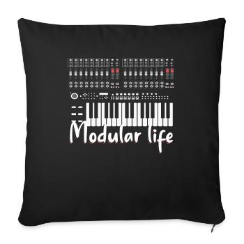 Synthétiseur de musique modulaire Life DJ Desk Audio - Housse de coussin décorative 45 x 45 cm - noir - Devant
