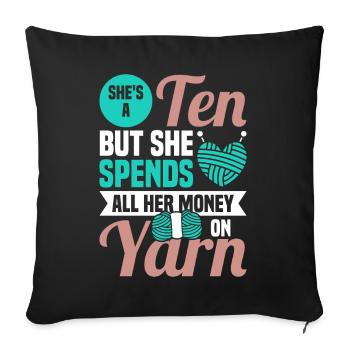 Handarbeit Stricken lustiger Strick Spruch - Sofakissenbezug 45 x 45 cm - Schwarz - Vorne