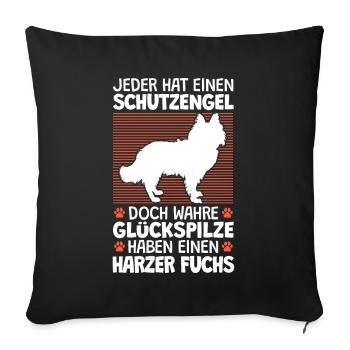 Harzer Fuchs ist mein Schutzengel Hütehund - Sofakissenbezug 45 x 45 cm - Schwarz - Vorne