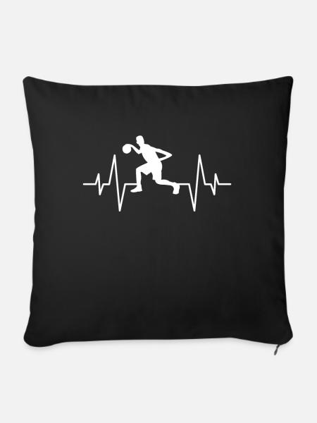 Basketball Herzschlag - Sofakissenbezug 45 x 45 cm - Schwarz