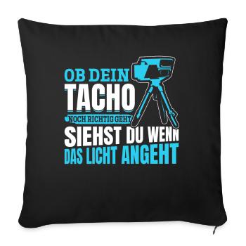 Tuning - Ob Dein Tacho Richtig Geht - PS Liebhaber - Sofakissenbezug 45 x 45 cm - Schwarz - Vorne