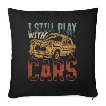 I still play with cars - PS lovers - Sofa pillowcase 17,3'' x 17,3'' (45 x 45 cm) - black - Front
