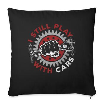 I still play with cars - PS lovers - Sofa pillowcase 17,3'' x 17,3'' (45 x 45 cm) - black - Front
