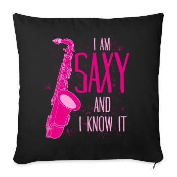 Saxophone Joke Saxy Jazz Saxophone - Sofa pillowcase 17,3'' x 17,3'' (45 x 45 cm) - black - Front