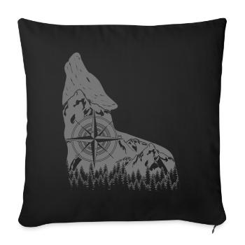 Loup Randonnée Montagnes Forêt Loups Nature - Housse de coussin décorative 45 x 45 cm - noir - Devant