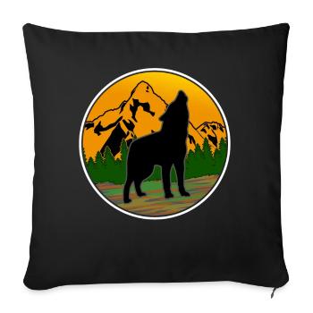 Wolf Wald Natur Outdoor Tierschutz Wölfe - Sofakissenbezug 45 x 45 cm - Schwarz - Vorne