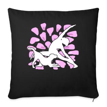 Yoga Dog Méditation Chiens Yoga Exercice - Housse de coussin décorative 45 x 45 cm - noir - Devant