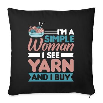 Handarbeit Stricken lustiger Strick Spruch - Sofakissenbezug 45 x 45 cm - Schwarz - Vorne
