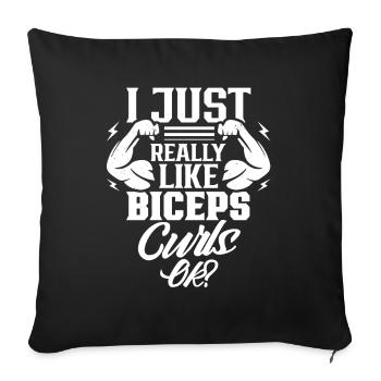 J’aime vraiment les muscles des biceps - Housse de coussin décorative 45 x 45 cm - noir - Devant