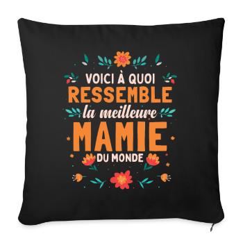 Voici À Quoi Ressemble La Meilleure Mamie Du Monde - Housse de coussin décorative 45 x 45 cm - noir - Devant