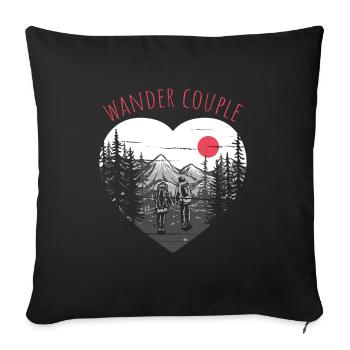 Hiking couple – hiking & outdoor - Sofa pillowcase 17,3'' x 17,3'' (45 x 45 cm) - black - Front