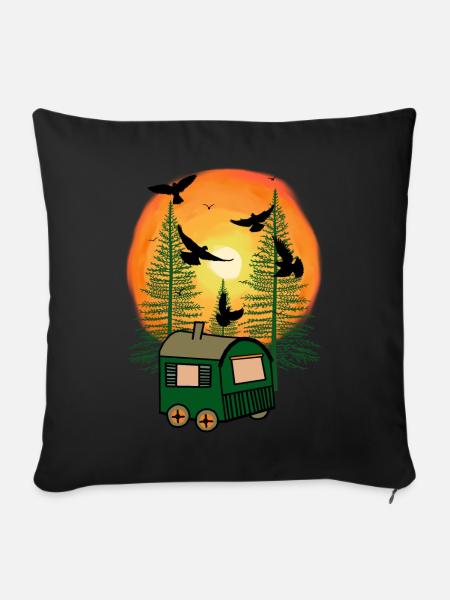 Bauwagen natürlich anders ungewöhnlich wohnen Camp - Sofakissenbezug 45 x 45 cm - Schwarz