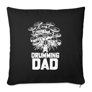 Batteur père batterie - Housse de coussin décorative 45 x 45 cm - noir - Devant