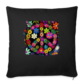 Hippie Festival Love Vintage Peace Sign - Housse de coussin décorative 45 x 45 cm - noir - Devant