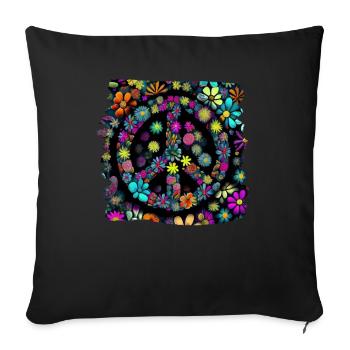 Hippie Festival Love Vintage Peace Sign - Housse de coussin décorative 45 x 45 cm - noir - Devant
