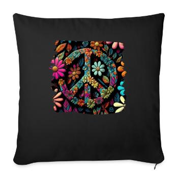 Hippie Festival Love Vintage Peace Sign - Housse de coussin décorative 45 x 45 cm - noir - Devant