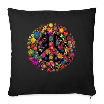 Hippie Festival Love Vintage Peace Sign - Housse de coussin décorative 45 x 45 cm - noir - Devant