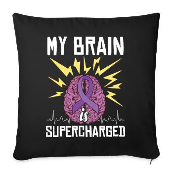 Vêtements de sensibilisation à l’épilepsie Ruban violet - Housse de coussin décorative 45 x 45 cm - noir - Devant