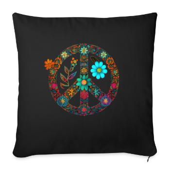 Hippie Festival Love Vintage Peace Sign - Housse de coussin décorative 45 x 45 cm - noir - Devant