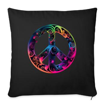 Hippie Festival Love Vintage Peace Sign - Housse de coussin décorative 45 x 45 cm - noir - Devant