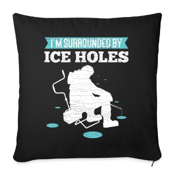 Eisangeln Geschenk Eisfischen - Sofakissenbezug 45 x 45 cm - Schwarz - Vorne
