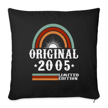 Original 2005 Vintage vintage retro anniversaire - Housse de coussin décorative 45 x 45 cm - noir - Devant