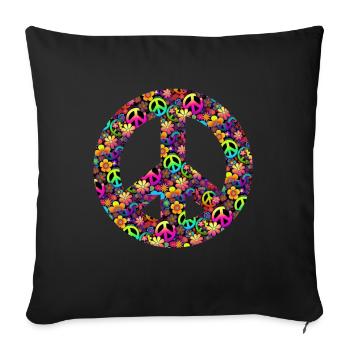 Hippie Festival Love Vintage Peace Sign - Housse de coussin décorative 45 x 45 cm - noir - Devant