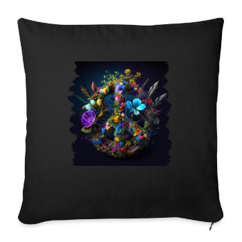 Hippie Festival Love Vintage Peace Sign - Housse de coussin décorative 45 x 45 cm - noir - Devant