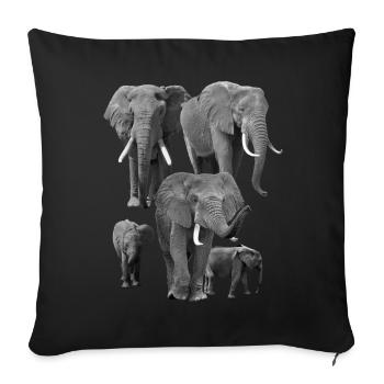 Elephant Family - Elis - Elephant in Africa - Sofa pillowcase 17,3'' x 17,3'' (45 x 45 cm) - black - Front