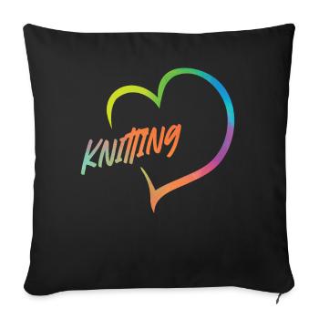 Tricoter Tricoter Aquarelle Coeur - Housse de coussin décorative 45 x 45 cm - noir - Devant